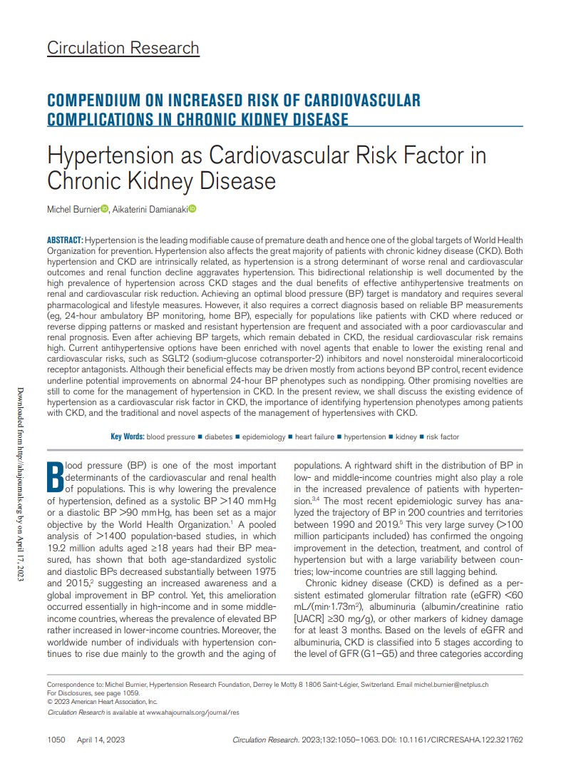 COMPENDIUM ON INCREASED RISK OF CARDIOVASCULAR COMPLICATIONS IN CHRONIC KIDNEY DISEASE