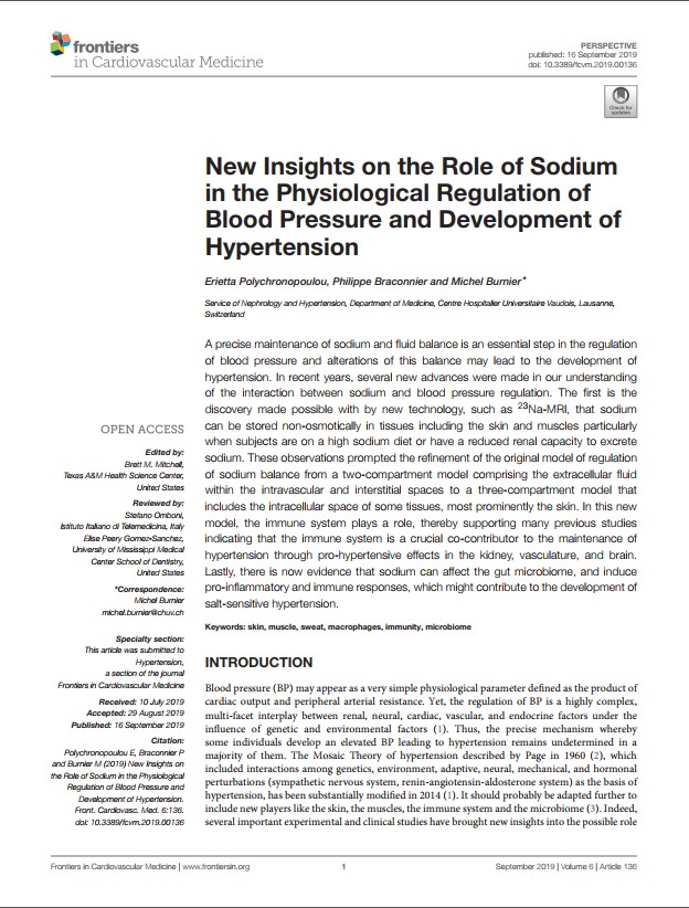 New Insights on the Role of Sodium in the Physiological Regulation of Blood Pressure and Development of Hypertension
