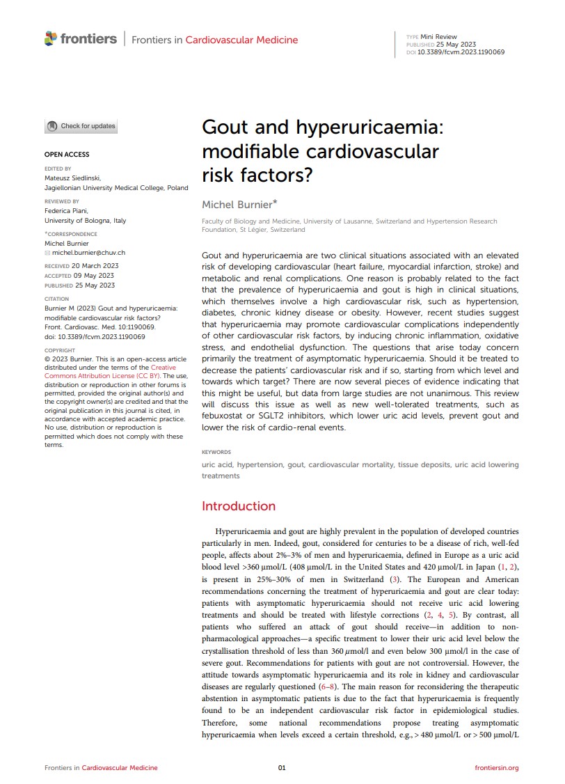 Gout and hyperuricaemia: modifiable cardiovascular risk factors?